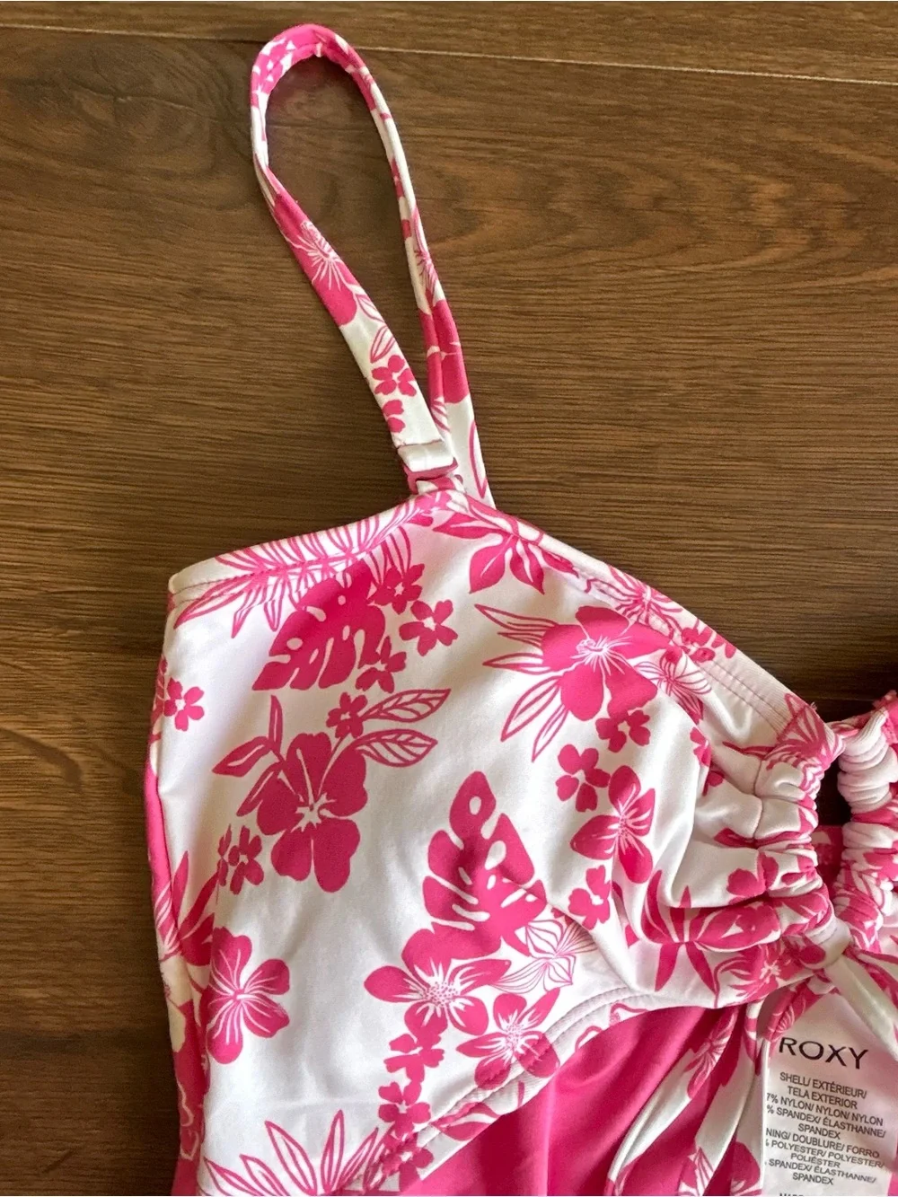 Roxy Hello Aloha Peek a Boo Mod One Piece Swimsuit L